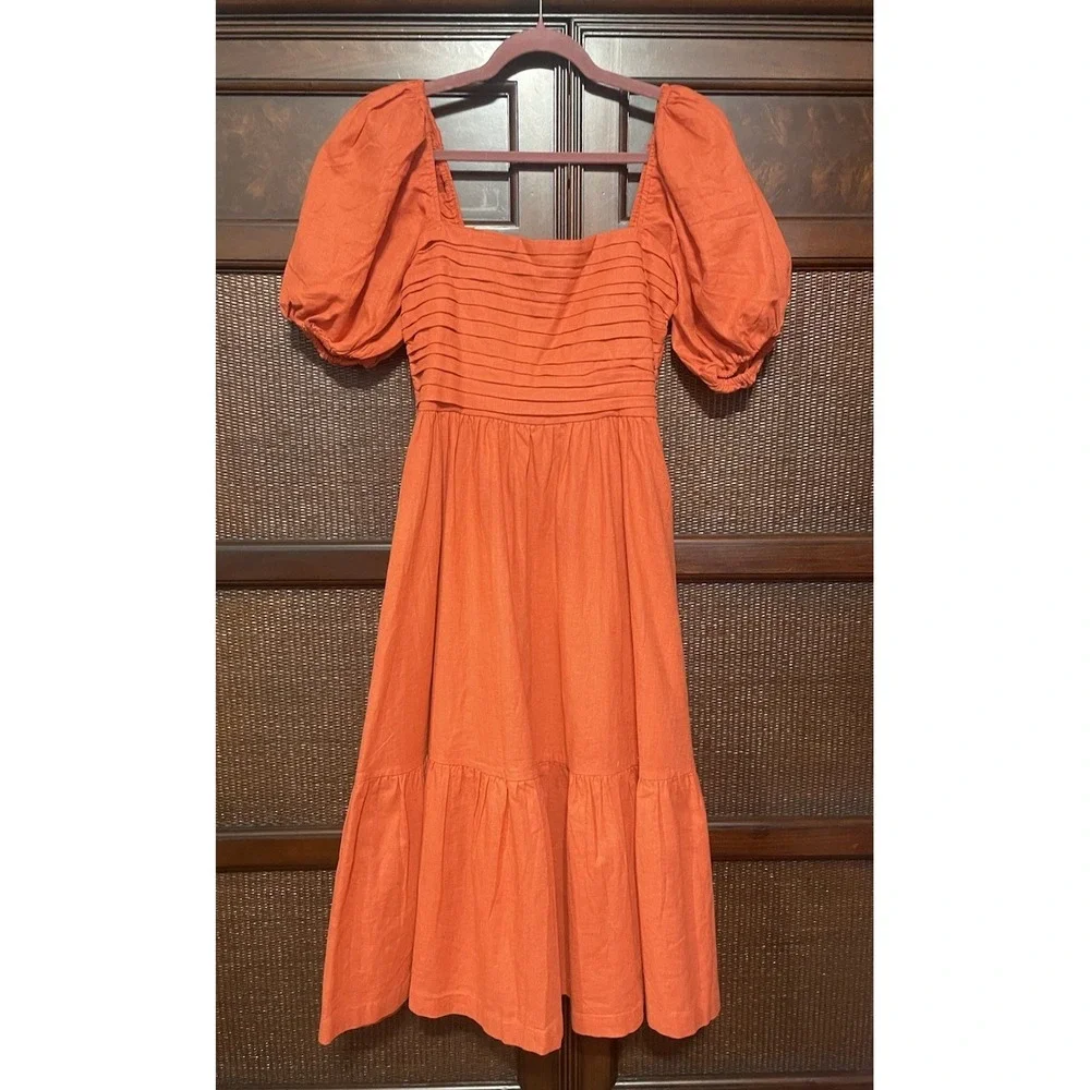 Abercrombie & Fitch Milkmade Maxi Smocked Linen Cotton Blend Dress‎ MP Farmhouse